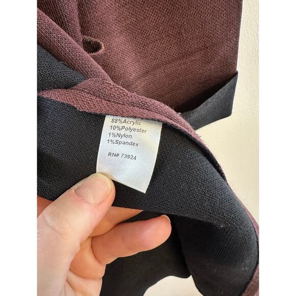 Misook Womens Burgundy Longsleeve Knit Open Duster Cardigan Contrast Trim Medium - Picture 5 of 9